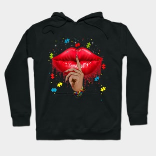 Autism Awareness T shirt Cute Lips Finger Puzzle Autism Mom Hoodie